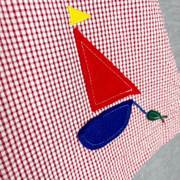 Betti Terell Size 18 Month Sailboat‎ Shift Dress Red Gingham Seersucker Appliqué - Picture 2 of 7